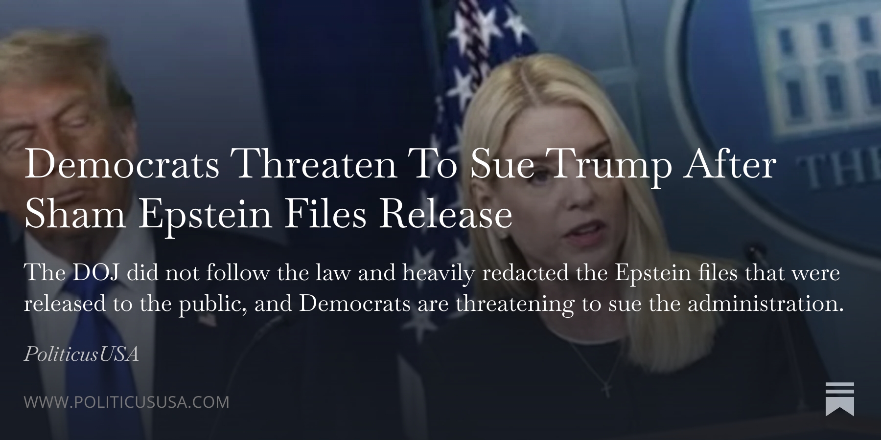 Democrats Threaten To Sue Trump After Sham Epstein Files Release